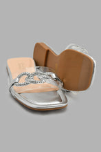 Load image into Gallery viewer, Redtag-Silver-Chain-Mule-On-Vinyl-Upper-Mules-Women's-