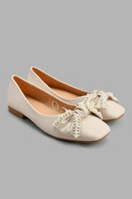 Load image into Gallery viewer, Redtag-Natural-Pearl-Trim-Ballerina-Ballerinas-Women's-