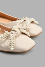 Load image into Gallery viewer, Redtag-Natural-Pearl-Trim-Ballerina-Ballerinas-Women's-