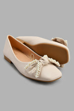 Load image into Gallery viewer, Redtag-Natural-Pearl-Trim-Ballerina-Ballerinas-Women's-
