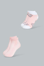 Load image into Gallery viewer, Redtag-White/Pink-Ankle-Socks-2Pcs-Pack-Ankle-Length-Senior-Girls-9 to 14 Years