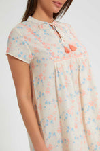 تنزيل الصورة على معرض الصور، Redtag-Ivory-Floral-Printed-Nightgown-Nightgowns-Women's-