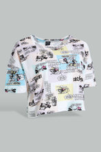 تنزيل الصورة على معرض الصور، Redtag-Assorted-Allover-Mickey-Print-Cropped-T-Shirt-Active-Tees-Women's-