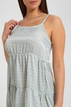 تنزيل الصورة على معرض الصور، Redtag-Pale-Blue-Floral-Printed-Tiered-Chemise-Chemises-Women's-