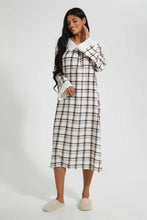 تنزيل الصورة على معرض الصور، Redtag-Peach/White-Check-Printed-Nightgown-Nightgowns-Women's-