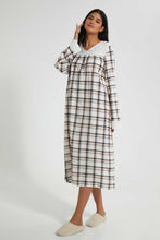 تنزيل الصورة على معرض الصور، Redtag-Peach/White-Check-Printed-Nightgown-Nightgowns-Women's-
