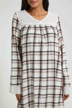 تنزيل الصورة على معرض الصور، Redtag-Peach/White-Check-Printed-Nightgown-Nightgowns-Women's-