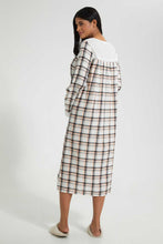 تنزيل الصورة على معرض الصور، Redtag-Peach/White-Check-Printed-Nightgown-Nightgowns-Women's-
