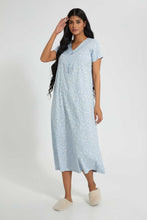 تنزيل الصورة على معرض الصور، Redtag-Pale-Blue-Floral-Printed-Nightgown-Nightgowns-Women's-