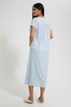 تنزيل الصورة على معرض الصور، Redtag-Pale-Blue-Floral-Printed-Nightgown-Nightgowns-Women's-