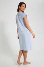 تنزيل الصورة على معرض الصور، Redtag-White/Blue-Yarn-Dyed-Stripe-Nightgown-Nightgowns-Women's-