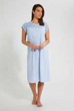 تنزيل الصورة على معرض الصور، Redtag-White/Blue-Yarn-Dyed-Stripe-Nightgown-Nightgowns-Women's-