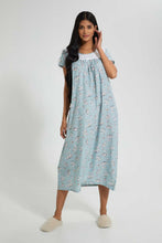 تنزيل الصورة على معرض الصور، Redtag-Pale-Blue-Floral-Printed-Nightgown-Nightgowns-Women's-