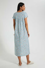 تنزيل الصورة على معرض الصور، Redtag-Pale-Blue-Floral-Printed-Nightgown-Nightgowns-Women's-