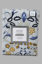 Load image into Gallery viewer, Redtag-Blue-Floral-Print-Reversible-3-Piece-Duvet-Cover-Set-(Double-Size)-Duvet-Covers-Home-Bedroom-