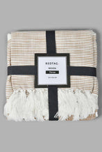 تنزيل الصورة على معرض الصور، Redtag-Beige-Stripes-Throw-With-Tassel-Throws-Home-Bedroom-