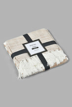 تنزيل الصورة على معرض الصور، Redtag-Beige-Stripes-Throw-With-Tassel-Throws-Home-Bedroom-