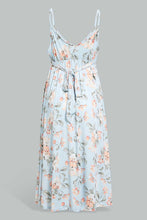 Load image into Gallery viewer, Redtag-Pale-Blue-Floral-Printed-Hi-Low-Chemise-Chemises-Women's-