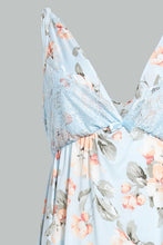 Load image into Gallery viewer, Redtag-Pale-Blue-Floral-Printed-Hi-Low-Chemise-Chemises-Women's-