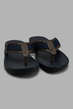 Load image into Gallery viewer, Redtag-Navy-Colour-Block-Toe-Post-Sandal-Toe-Posts-Men's-