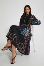 Load image into Gallery viewer, Redtag-Scarf-Print-Lace-Detail-Pleated-Dress-Dresses-Women's-
