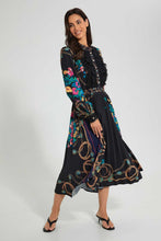 Load image into Gallery viewer, Redtag-Scarf-Print-Lace-Detail-Pleated-Dress-Dresses-Women's-