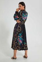 Load image into Gallery viewer, Redtag-Scarf-Print-Lace-Detail-Pleated-Dress-Dresses-Women's-