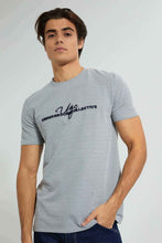 Load image into Gallery viewer, Redtag-Grey-Textured-T-Shirt-Graphic-Prints-Men's-