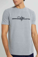 Load image into Gallery viewer, Redtag-Grey-Textured-T-Shirt-Graphic-Prints-Men's-