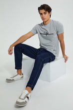 Load image into Gallery viewer, Redtag-Grey-Textured-T-Shirt-Graphic-Prints-Men's-