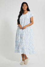 تنزيل الصورة على معرض الصور، Redtag-Pale-Blue-Floral-Printed-Nightgown-Nightgowns-Women's-