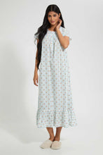 تنزيل الصورة على معرض الصور، Redtag-Ivory-Floral/Stripe-Printed-Nightgown-Nightgowns-Women's-