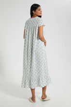 تنزيل الصورة على معرض الصور، Redtag-Ivory-Floral/Stripe-Printed-Nightgown-Nightgowns-Women's-