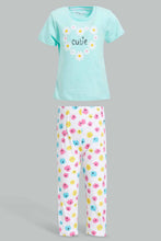 تنزيل الصورة على معرض الصور، Redtag-Mint-Floral-Aop-Pyjama-Set-Pyjama-Sets-Infant-Girls-3 to 24 Months
