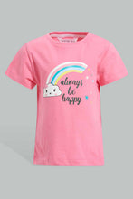 تنزيل الصورة على معرض الصور، Redtag-Fuchsia-Rainbow-Print-Pyjama-Set-Pyjama-Sets-Infant-Girls-3 to 24 Months