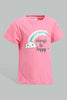 Redtag-Fuchsia-Rainbow-Print-Pyjama-Set-Pyjama-Sets-Infant-Girls-3 to 24 Months