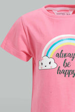 تنزيل الصورة على معرض الصور، Redtag-Fuchsia-Rainbow-Print-Pyjama-Set-Pyjama-Sets-Infant-Girls-3 to 24 Months