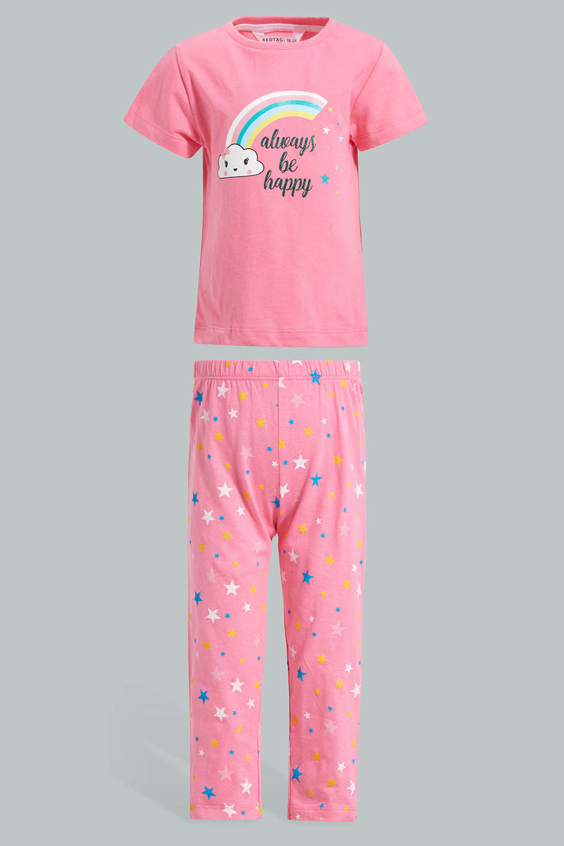 Redtag-Fuchsia-Rainbow-Print-Pyjama-Set-Pyjama-Sets-Infant-Girls-3 to 24 Months