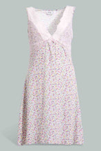 Load image into Gallery viewer, Redtag-White-Floral-Printed-Chemise-With-Lace-Chemises-Women's-