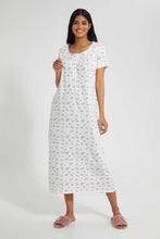 تنزيل الصورة على معرض الصور، Redtag-Ivory-Floral-Printed-Nightgown-Nightgowns-Women's-