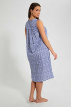 تنزيل الصورة على معرض الصور، Redtag-Blue-Check-Printed-Nightgown-Nightgowns-Women's-