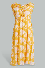 تنزيل الصورة على معرض الصور، Redtag-Yellow-Floral-Printed-Nightgown-Nightgowns-Women's-