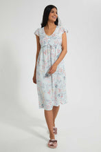 تنزيل الصورة على معرض الصور، Redtag-Pale-Blue-Floral-Printed-Nightgown-Nightgowns-Women's-