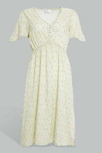 تنزيل الصورة على معرض الصور، Redtag-Yellow-Floral-Printed-Nightgown-Nightgowns-Women's-