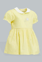 تنزيل الصورة على معرض الصور، Redtag-Yellow-Peterpan-Collar-Embroidery-Dress-Dresses-Baby-0 to 12 Months