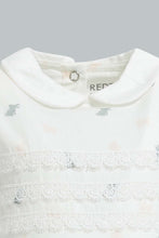 تنزيل الصورة على معرض الصور، Redtag-White-Peterpan-Collar-Bunnt-Dress-Dresses-Baby-0 to 12 Months
