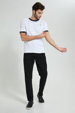 تنزيل الصورة على معرض الصور، Redtag-White-T-Shirt-With-Contrast-Neck-Rib-All-Over-Prints-Men's-