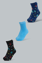 Load image into Gallery viewer, Redtag-Assorted-3-Pk-Robot-Long-Socks-Ankle-Socks-Boys-2 to 8 Years