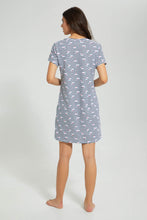 تنزيل الصورة على معرض الصور، Redtag-White/Navy-Stripe-Printed-Nightshirt-Colour:White,-Filter:Women's-Clothing,-New-In,-New-In-Women,-Non-Sale,-S22A,-Section:Women,-Women-Nightshirts-Women's-