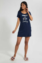 تنزيل الصورة على معرض الصور، Redtag-Navy-Printed-Nightshirt-(2-Pack)-Nightshirts-Women's-